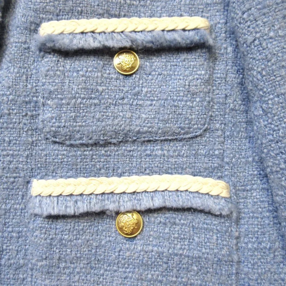 NWT J.Crew Frances Lady Jacket in Pale Seascape Blue Maritime Tweed 14